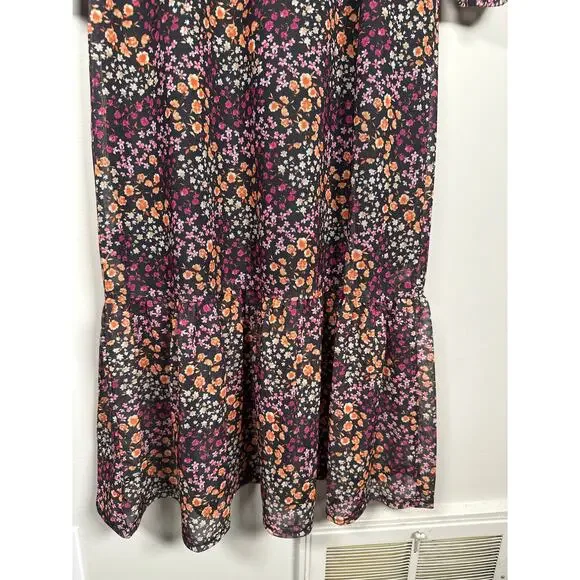 ASOS The Frolic Square Neck Midi Tea Dress With Mesh Sleeves Ditsy Floral Size 6 - Picture 7 of 13